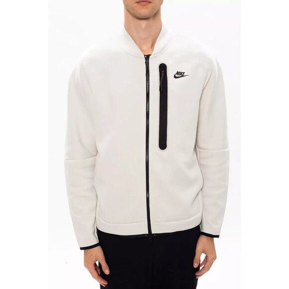 Nike Sportswear Tech Fleece Bomber Jacket Large White Mens Full-Zip CZ1797-072 - Picture 6 of 7